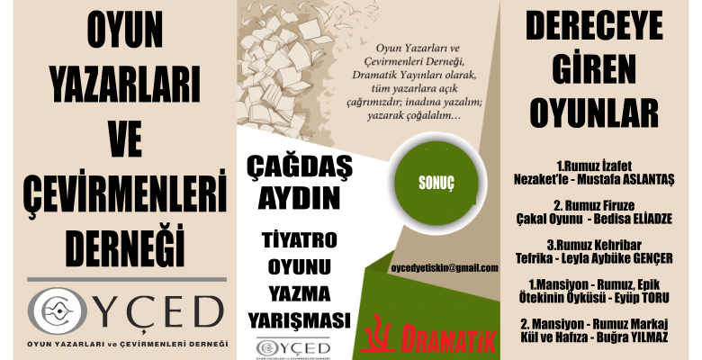 Çağdaş Aydın Oyun Yazma Yarışması Sonuçlandı